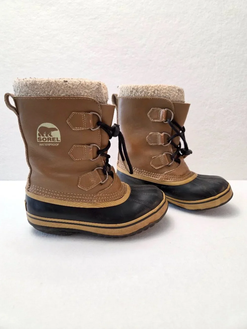 SOREL Kids Waterproof Brown Black Insulated Mid Calf Boots size 1